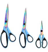 Craft Scissors Set of 3 Pack, All Purpose Sharp Titanium Blades Shears, Rubber Comfort Grip Handl...