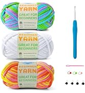 SIXLAMB 3 * 50g/1.76oz Yarn for Crocheting and Knitting, 3 * 60yds Beginner Yarn with Easy-to-See...