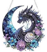 Bowetile Dragon Diamond Art Hanging Kits for Adults Kids, 5D Special Shape Diamond Painting Flowe...