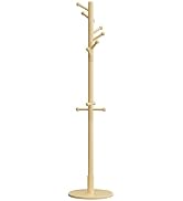 Vlush Sturdy Wooden Coat Rack Stand, Entryway Hall Tree Coat Tree with Solid Round Base for Hat,C...