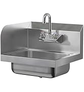15 in. x 17 in. Stainless Steel Hand Sink with Left Side Splash Guard | Commercial Wall Mount Han...