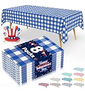 Smiry 8 Packs Gingham Disposable Table Cloth, 54 x 108 Inch Waterproof Plastic Tablecloth, Rectan...