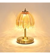 Shenmoyl Tulip Table Lamp with 5200mAh Battery & Touch Control, Cordless Small Table Lamp with 3 ...