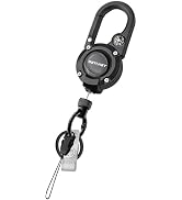 Retractable Keychain Heavy Duty Carabiner Badge Holder, Tactical ID Badge Reel with 31” Steel Ret...