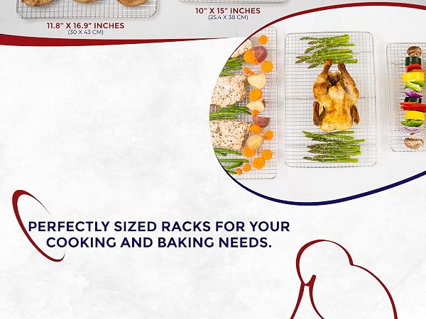 wire rack, roasting pan with rack, oven rack guards, kitchen baking, sheet pans for baking
