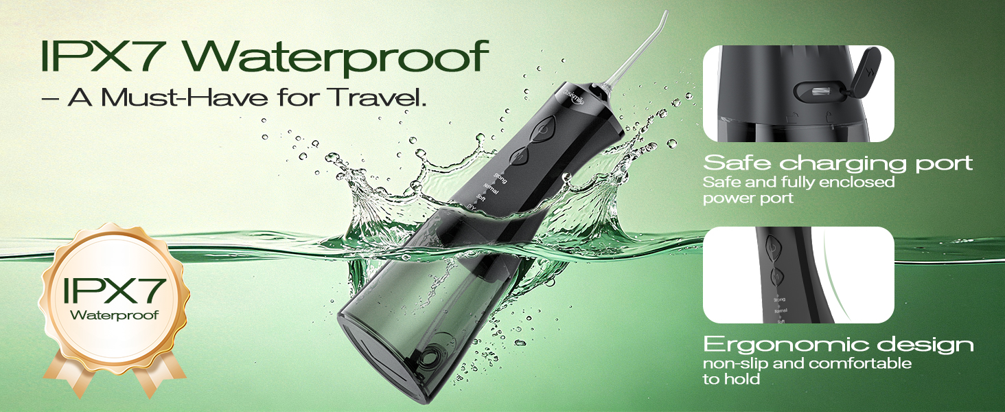 IPX7 Waterproof cordless dental water flosser
