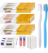 Gisdo 50 Disposable Toothbrushes with Toothpaste and 50 Hotel Bar Soap Individually Wrapped, 2 Co...