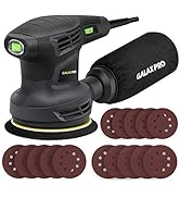 GALAX PRO 280W 13000OPM Max 6 Variable Speeds Orbital Sander with 15Pcs Sanding Discs, 5” electri...