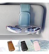 TILDOSAC Sunglasses Holder for Car Visor, Leather Magnetic Sunglass Holder for Car with Clip, Blue