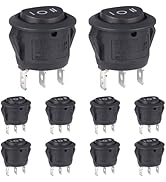 VEXUNGA Round Rocker Switch 12V Black On Off On Mini Circle Switch 3 Pin 250V 6A 125V 10A KCD1 Ro...