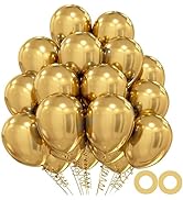110pcs Metallic Gold Balloons, 12inch Chrome Gold Latex Party Balloons, Helium Quality for Birthd...