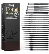 JusArt 24-Piece Detail Paint Brush Set, Miniature Paint Brushes for Models, Acrylic Oil Watercolo...