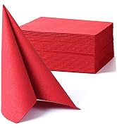 MORGIANA 50 Pack Red Napkins, Christmas Napkins Linen Feel, Disposable Guest Towel Air-laid Paper...