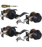 Lanwandeng Keyed Alike Front Door Lever Lockset with Single Cylinder Deadbolt Combination Set, Al...