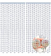 KatchOn, Silver Disco Ball Fringe Curtain, Pack of 2 | Disco Party Decorations | Prom Decor Silve...