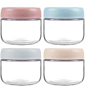 MOLADRI 8 oz/250 ml Clear Glass Storage Canister with Airtight Lid, 4 Pack Small Cute Decorative ...