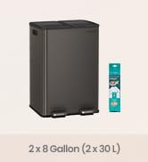SONGMICS Trash Can, 2 x 8 Gallon (2 x 30 L) Dual-Compartment Garbage Can with Soft-Close Lid, Ped...