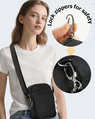 Crossbody Bag with Zipper Lock for Men and Women