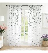 SpaceDresser Sheer Curtains 72 Inches Long, 2 Panels Embroidered Wicker Patterned Sheer Curtain, ...