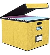 Huolewa Collapsible File Storage Organizer Box with Lid, Linen Document Storage, Universal Hangin...