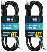 FNXPOW 2 Pack 6FT 14/3C SJTW Appliance and Power Tool Cord, 14 Gauge 3 Prong Heavy Duty Replaceme...