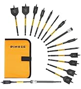 PINOZE 14-Piece Spade Drill Bit Sets with Quick-Load Long Extension, Paddle Flat Bit for Hole Cut...