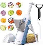 Safe Mandoline Slicer for Kitchen, Adjustable Thickness 0.1-8 mm, 5 in 1 Multi Vegetable Chopper,...