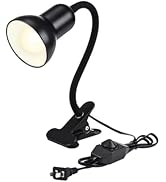 Clip On Gooseneck Lamp - 60W Max, Ceramic Fire-Resistant E26 Socket, Classic Durable Switch, Adju...