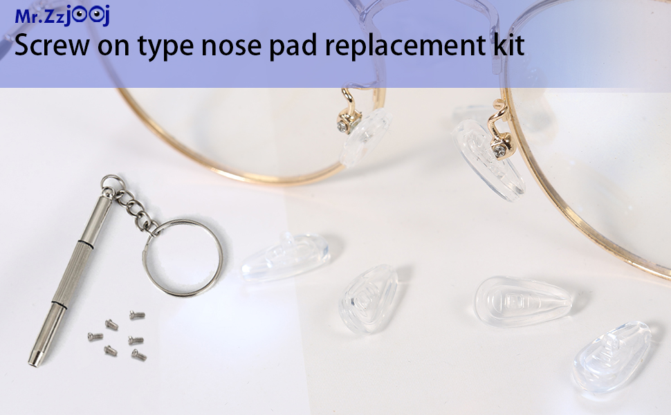 Screw on type eyeglass nose pad replacement kit
