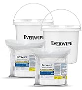 Everwipe Disinfectant Wet Wipe Jumbo Rolls Starter Pack with White Buckets, High Capacity Refills...