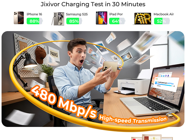 Silicone Multi Cords 4 in 1 USB C Cable Compatible with Lightning Cable 60W Fast Charge