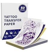 TATTMUSE Tattoo Transfer Paper, 50pcs A4 Size 8.26" x 11.69", Thermal Stencil Paper, 4 Layers Tra...
