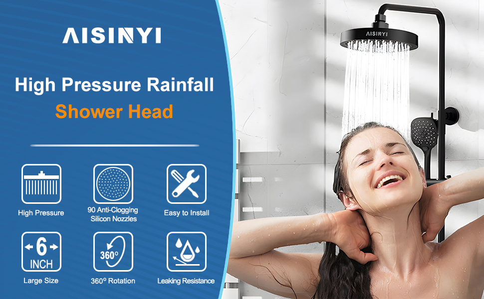 Shower heads with anti-clogging silicone nozzles, easy installation, 360° rotation, replace ability