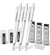 Four Candies Mechanical Pencil Set with Case - 3PCS 0.5mm Clear Mechanical Pencils & 180PCS HB Le...