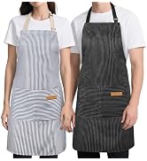 Cardkiss 2 Pack Kitchen Cooking Aprons, Soft Aprons for Women Men with 2 Pockets Chef Apron with ...
