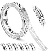 Homanu Hose Clamp, DIY 8.5 FT Metal Strapping with Holes + 6 Fasteners, Hose Clamps Stainless Ste...