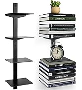 ART-GIFTREE Invisible Floating Bookshelf for Wall Mounted, 4 Tier Vertical Spine Book Tower, Heav...