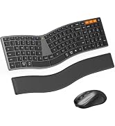 MEETION Slim Ergonomic Keyboard and Mouse Combo with Separate Wrist Rest,Black