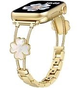 MOFREE Gold Apple Watch Band for Women 38/40/41/42mm, Stainless Steel Metal | Minimalist Four-Lea...