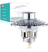 Upgraded Sink Drain Strainer for Bathroom, Faster Drainage, No Residual Water, Universal Sink Sto...