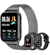Smart Watches for Women Men (Answer/Make Calls, 3 Bands), 1.85" Fitness Tracker Watch for iPhone/...