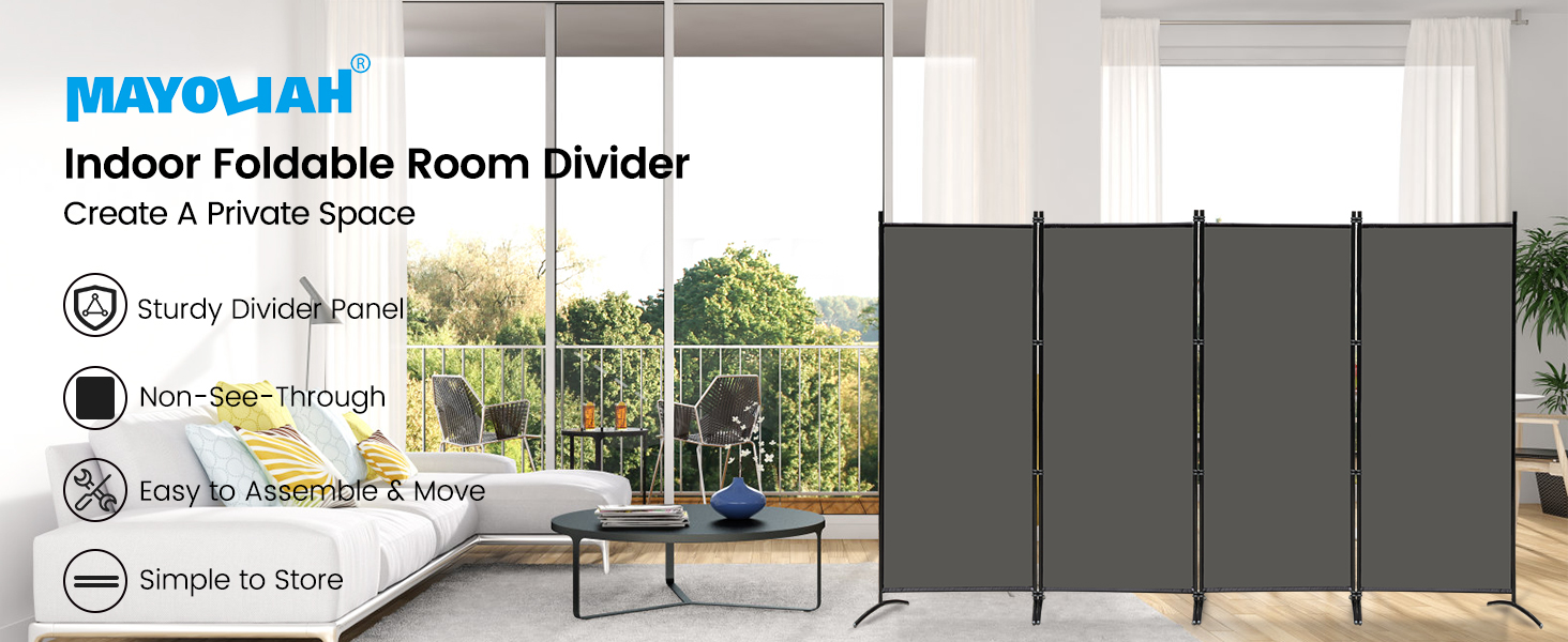 MAYOLIAH Partition Room Dividers 3 Panel Folding Privacy Screens