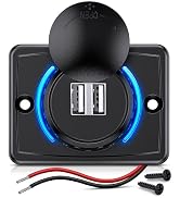 Nilight Quick Charge Socket 12V 24V Dual USB Charger 5V 4.8A Car Outlet with Waterproof Cover Rot...
