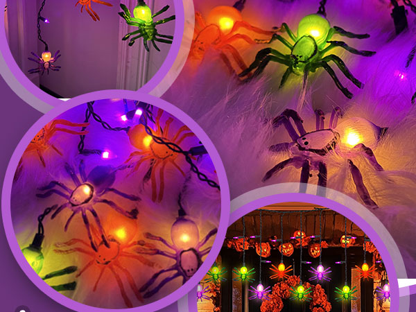 spider curtain string lights plug in halloween lights outdoor led halloween spider lights outdoor