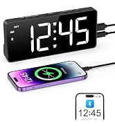 Ankilo Digital Alarm Clock, Bluetooth Sync Time Bedside Alarm Clock with 5 Adjustable Brightness,...