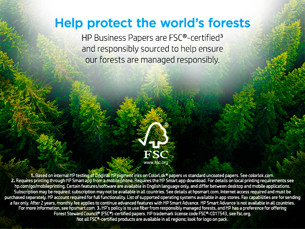 fsc certified hp business papers sustainable printing protect ecosystem