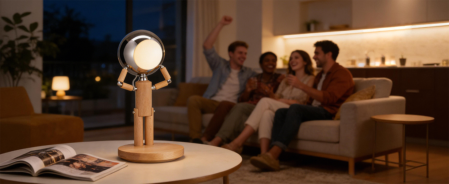 Rechargeable homey lamp for decor, robot moon lamp, pause moon lamp