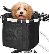 ANZOME Bike Basket, Folding Small Pet Cat Dog Carrier Front Removable Bicycle Handlebar Basket Qu...