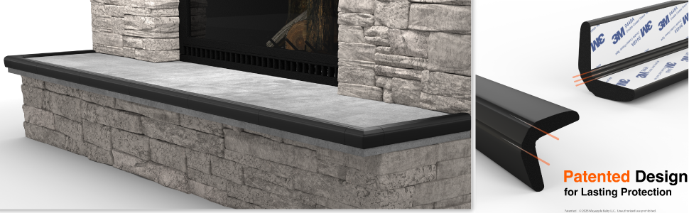 Roving Cove PreFit Broad Strip Fireplace Bumpers for Baby Proofing