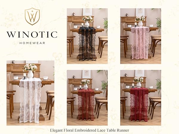 elegant floral embroidered lace table runner